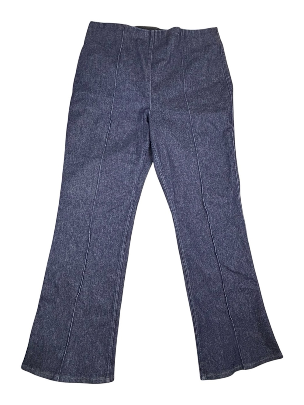 Spanx Jeans Women 1X Blue Pull On Denim Demi Boot Raw Indigo High Rise